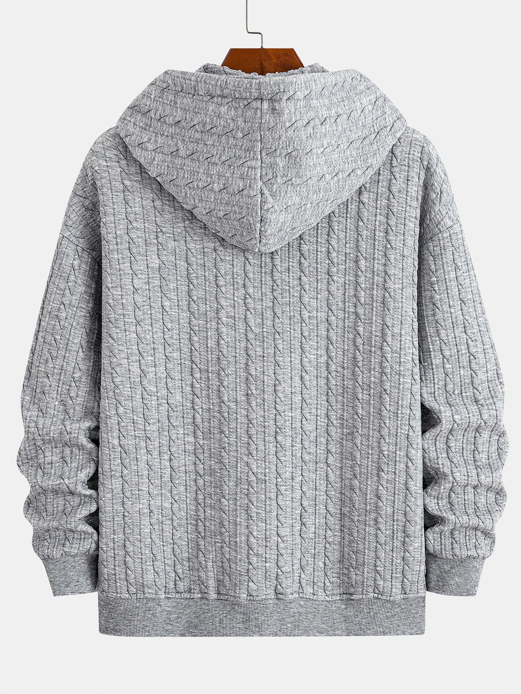 Relax Fit Twist-Jacquard-Kapuzenjacke mit Reißverschluss