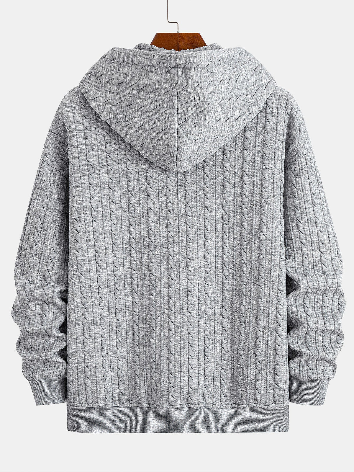 Relax Fit Twist-Jacquard-Kapuzenjacke mit Reißverschluss