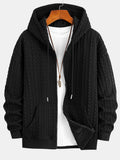 Relax Fit Twist-Jacquard-Kapuzenjacke mit Reißverschluss