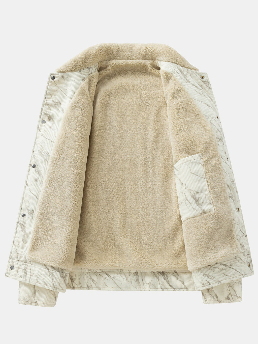 Sherpa-Lined Marble Print Corduroy Jacket