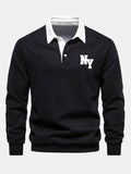 New York Print Contrast Polo Collar Sweatshirt