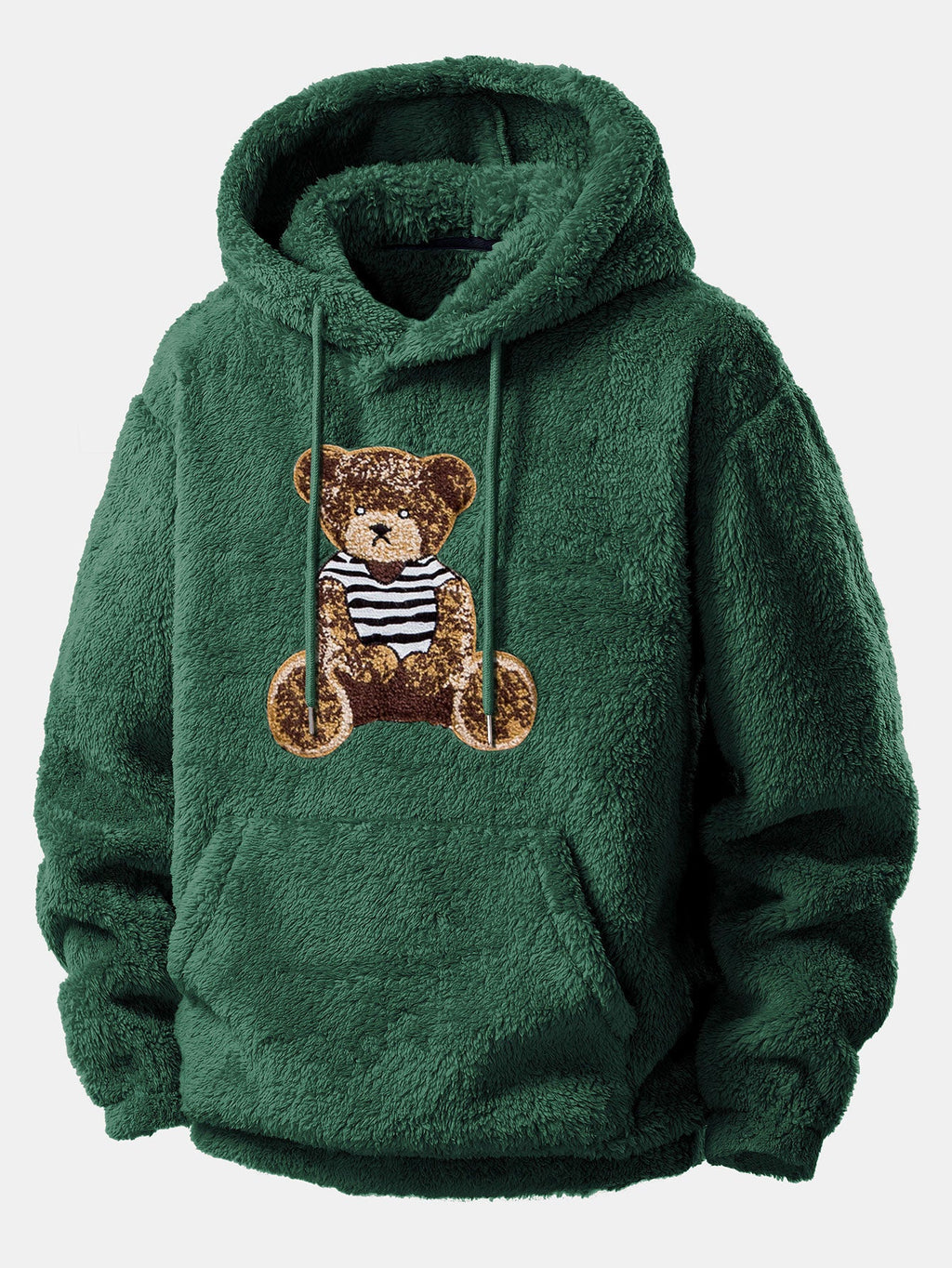 Bear Embroidered Patch Teddy Hoodie