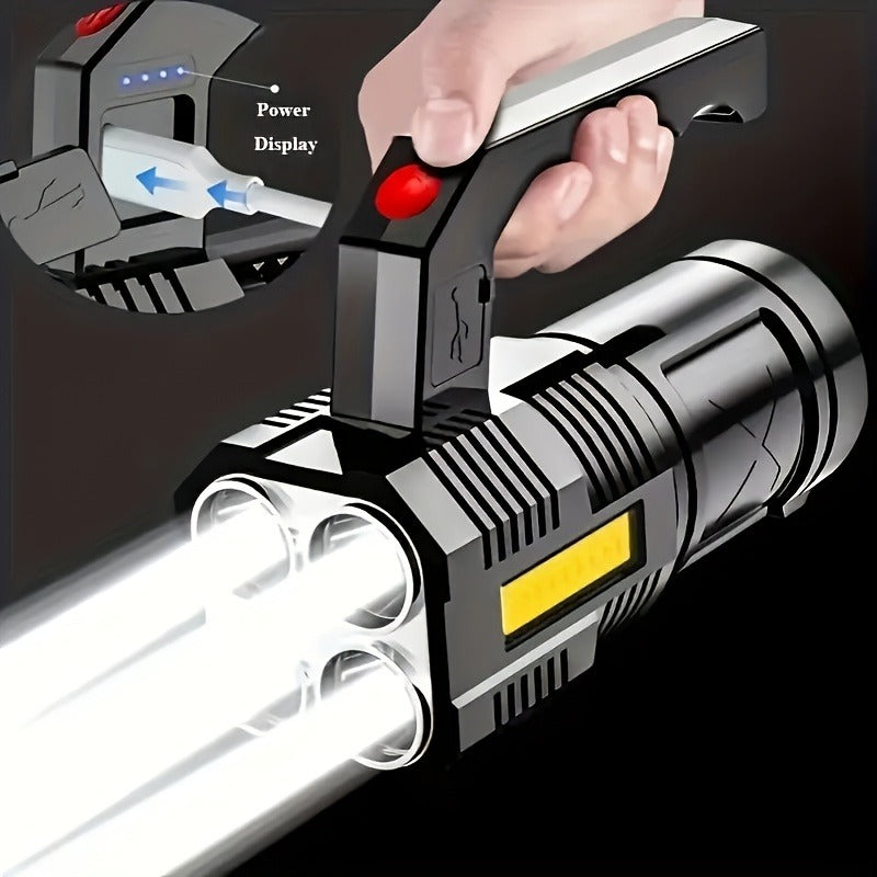 Flashlight 6-Pack Rechargeable Hand Torch Set with Main Beam, COB Side Light and Power Display