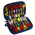Fishing Lure Set 16-Piece Metal Spinner Spoon Baits with Feathered Single Hooks, Mixed Colors and Zipper Storage Case