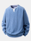 Relax Fit 2 In 1 Notched Collar Waffle Sweatshirt