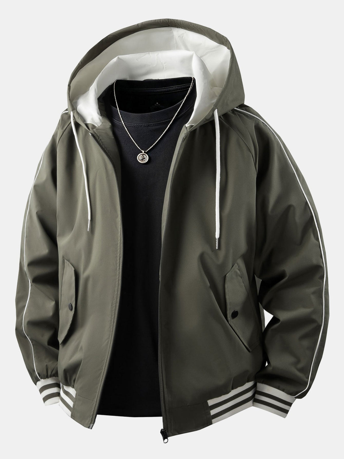 Relaxed Fit Zip-Up Hooded Jacket