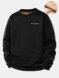 Love And Peace Print Teddy Fleece Lined Sweatshirt