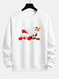 Santa Claus And Reindeer Print Relax Fit Sweatshirt