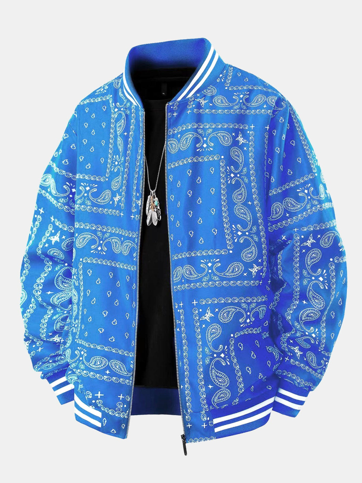 Paisley Print Baseball Jacket