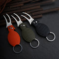 Three-Piece Folding Golf Divot Tool Set with Spring-Button Fork, Curved Hook, Whistle and Key Rings