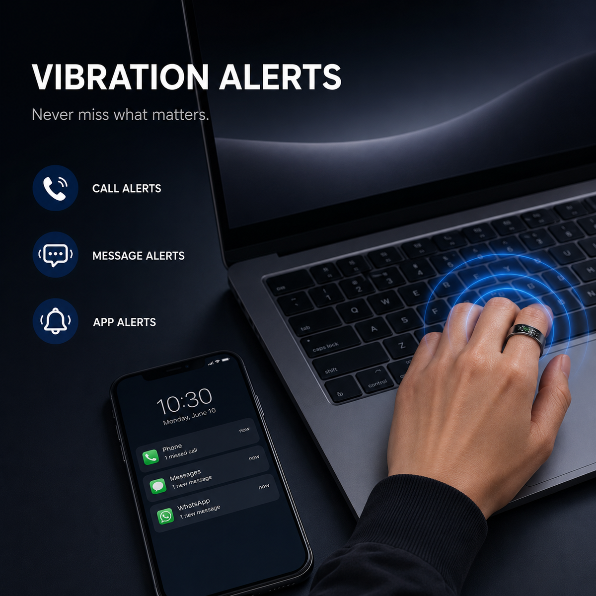 Wrongduck Anneau Intelligent Bluetooth SY1 Suivi de Santé Alertes de Vibration