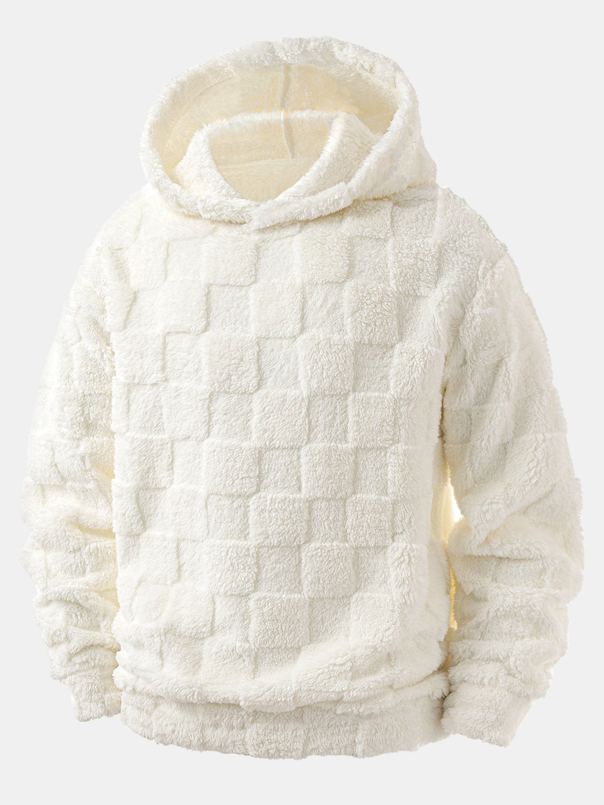 3 Pieces Relax Fit Checkerboard Teddy Hoodie