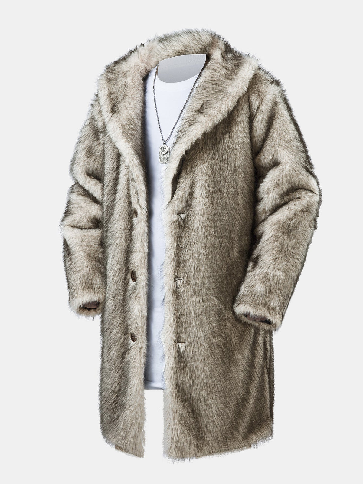Faux Fur Shawl Collar Overcoat