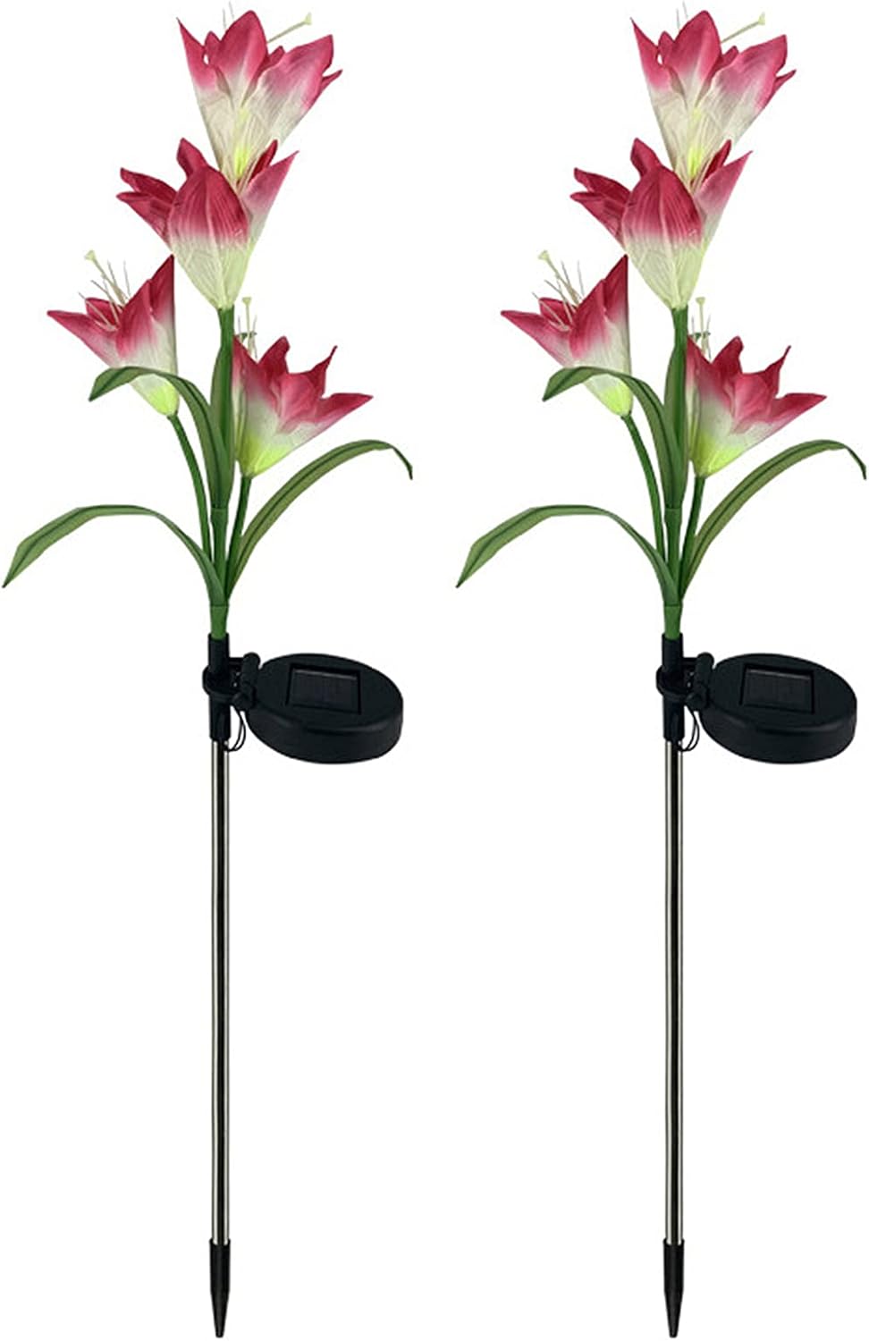 4-Pack Solar Powered Garden Flowers with Lights - Waterproof, Easy Install, No Wiring Needed