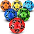 Soccer Balls Bulk 6 Pack Size 5 with Pump Official Size Indoor Outdoor Training Match Practice Game Balls for Kids Adults School Team Charity Donation Sport Gift