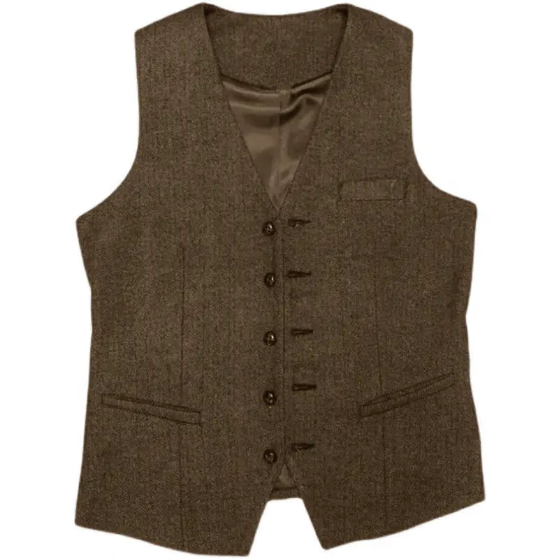 Sweetearing Tweed Suit Men's Breasted Vintage Classic Tuxedos