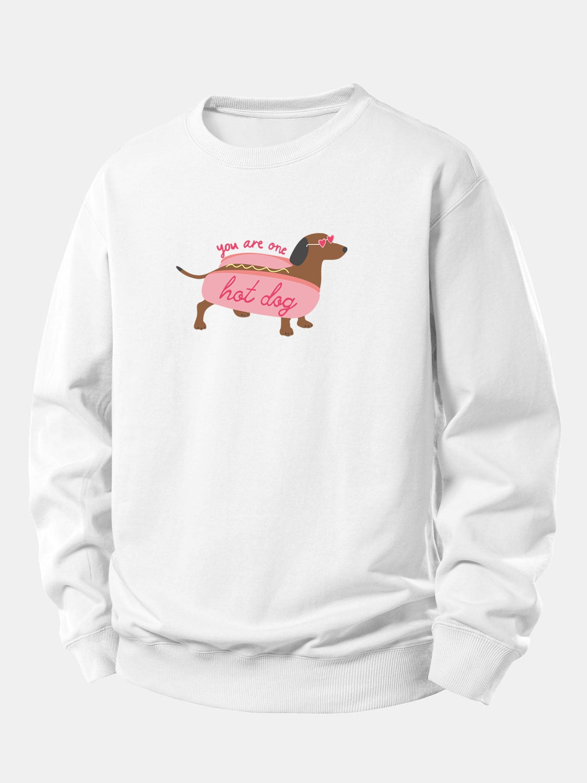 Hot Dog Dachshund Print Relax Fit Sweatshirt
