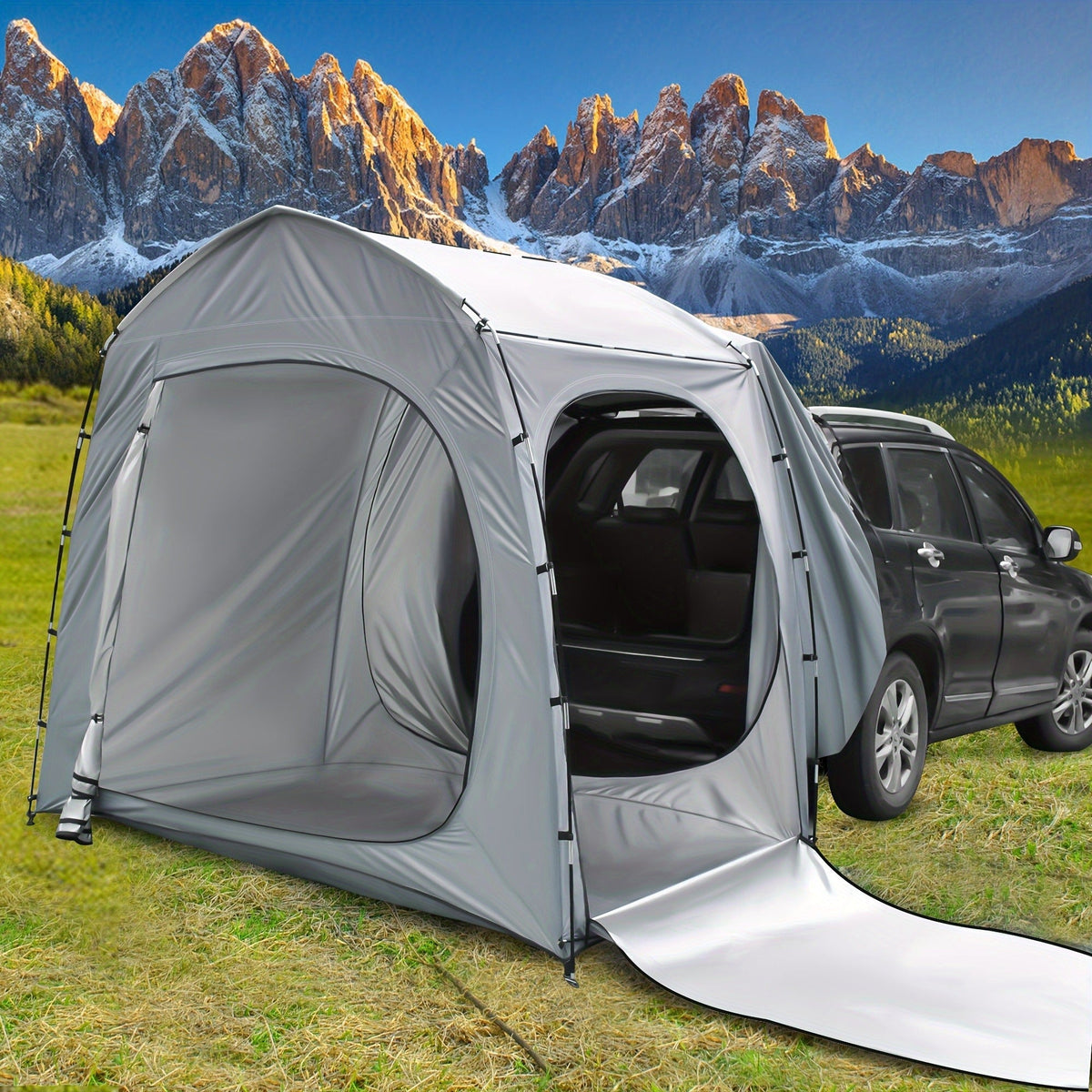 Camping Tent SUV Tailgate Format with Source-Listed 5-Person Capacity, Porch Awning and Four Colors