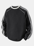 Relax Fit Stripe Waffle Crew Neck Sweatshirt