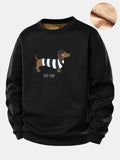 French Dachshund Print Teddy Fleece Lined Sweatshirt