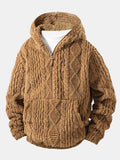 Geometric Jacquard Teddy Half-Zip Hoodie