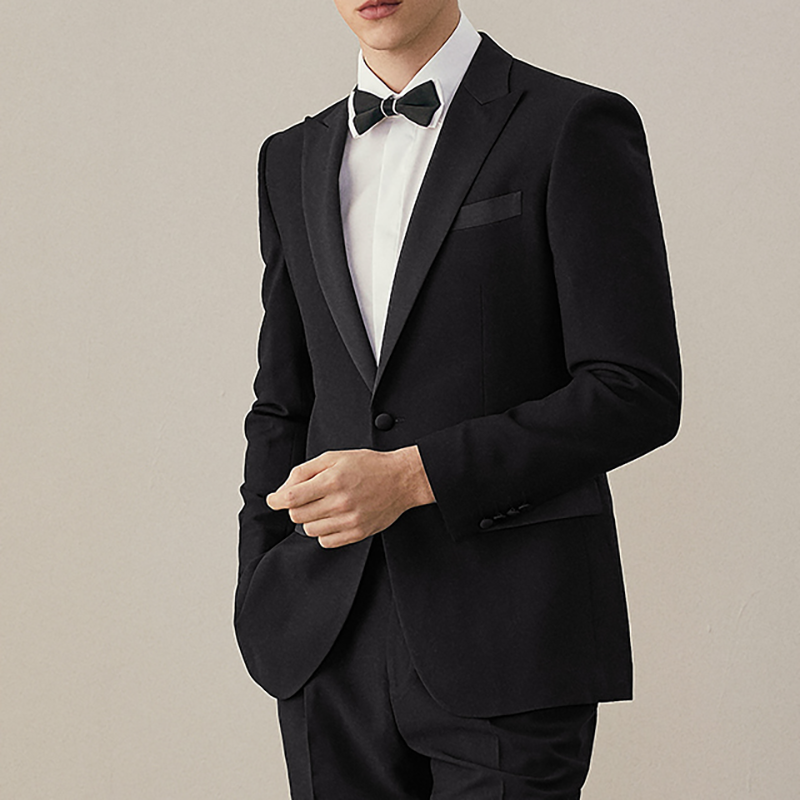 2 Piece Formal Men's Slim Shawl Collar Black Wedding Tuxedo