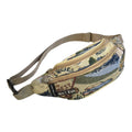 Route 66 Tapestry Canvas Waist Bag with Front Zipper Pocket and Adjustable Multi-Way Strap
