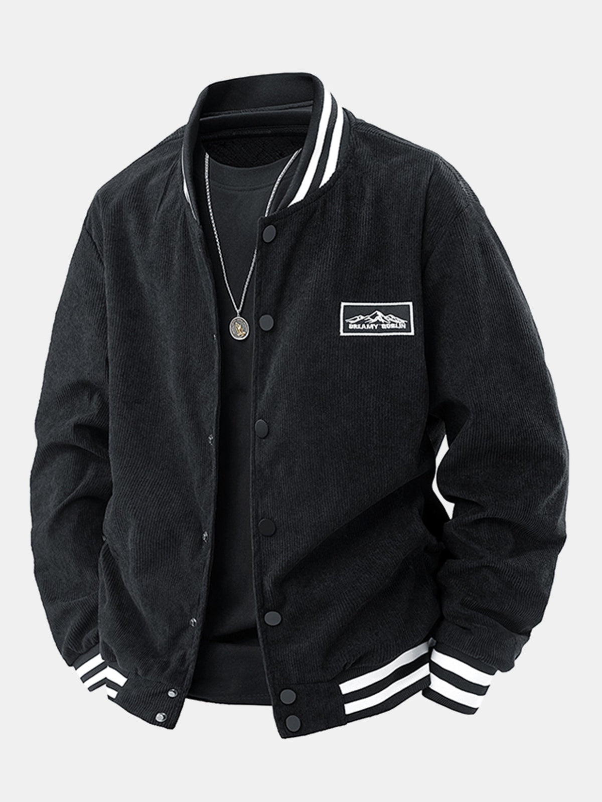 Mountain Embroidery Corduroy Baseball Jacket