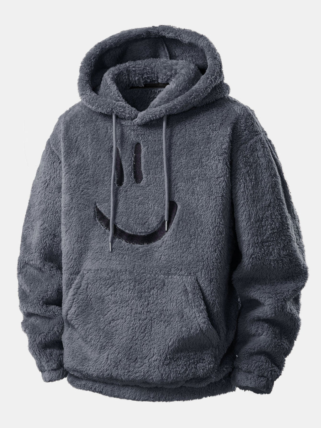 3 Pieces Smiley Face Embroidered Teddy Hoodie