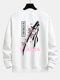 Sakura Katana Back Print Relax Fit Sweatshirt