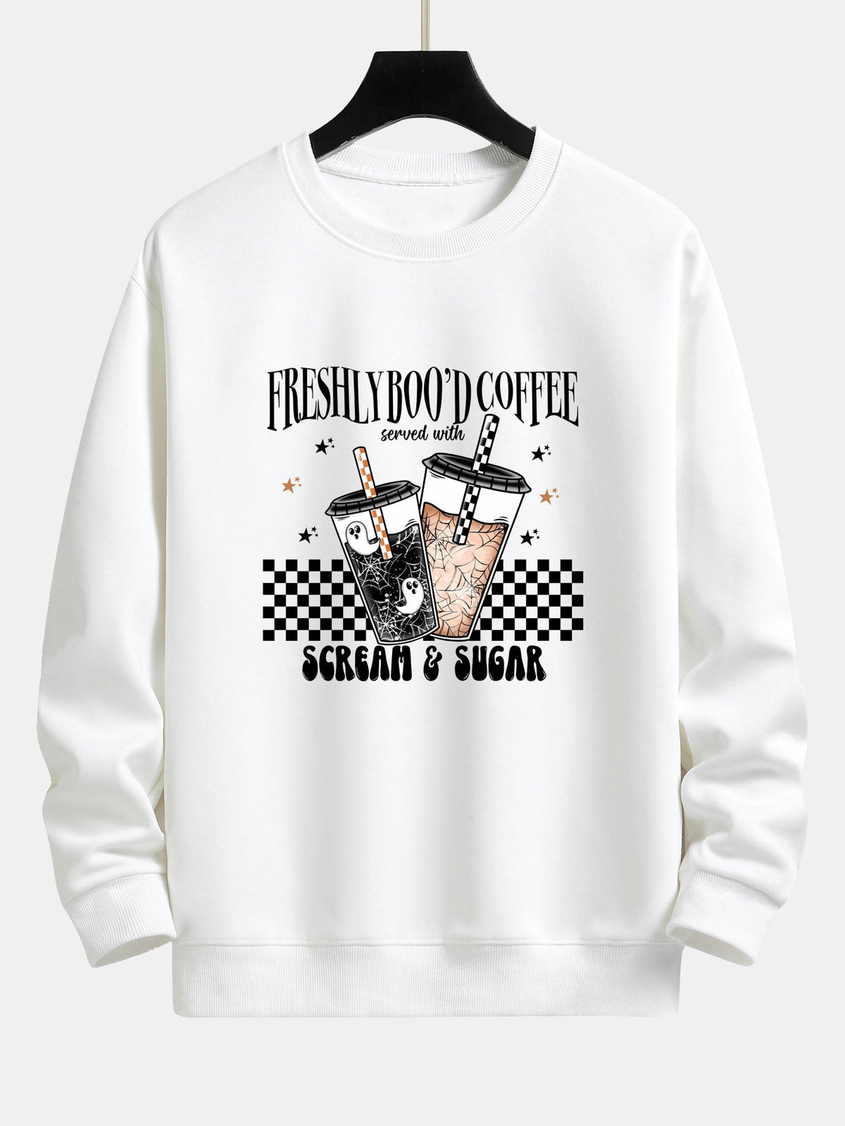 Freshly Boo’d Coffee Halloween Print Relax Fit Sweatshirt