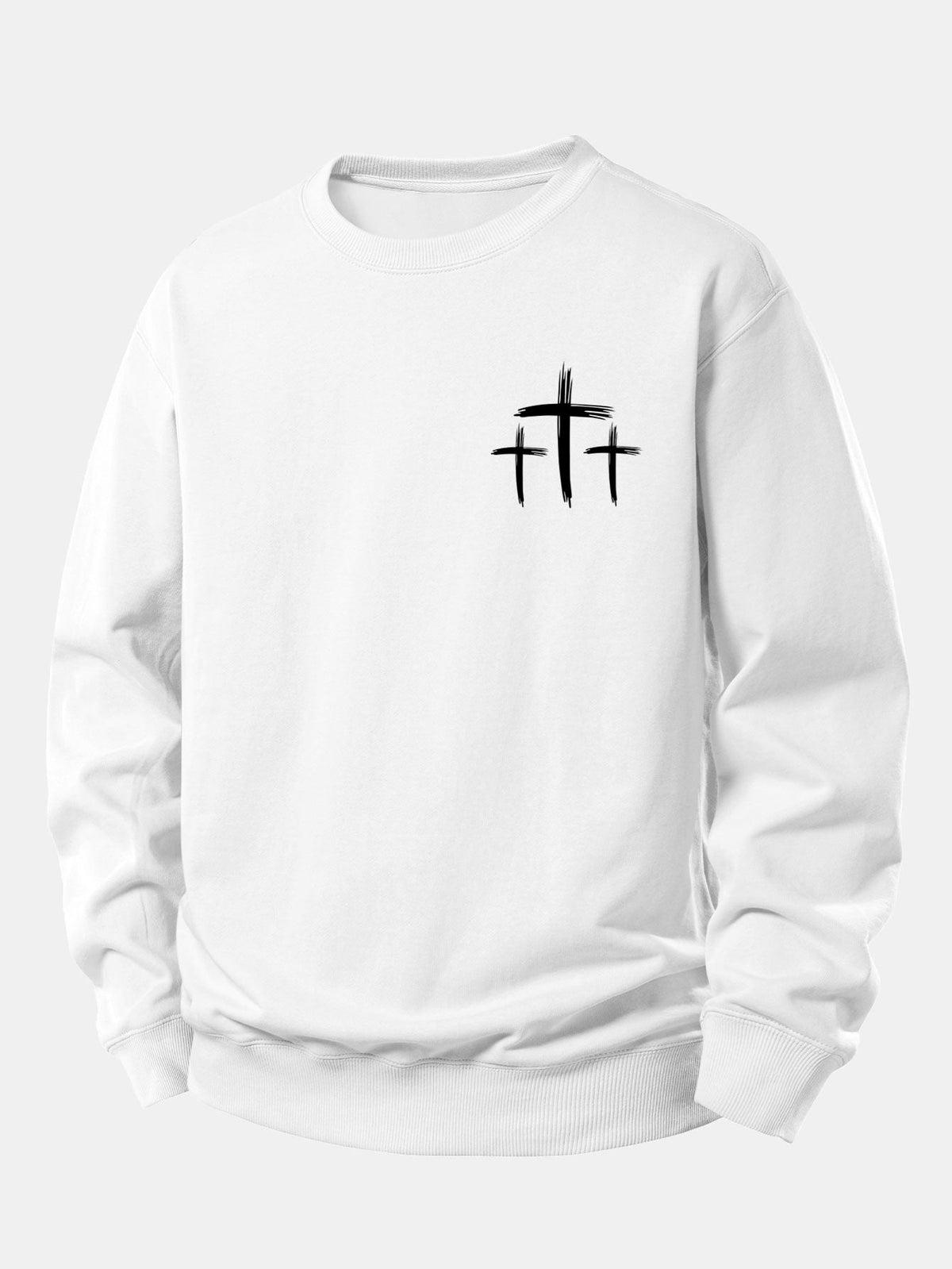 Faith Over Fear Cross Print Relax Fit Sweatshirt