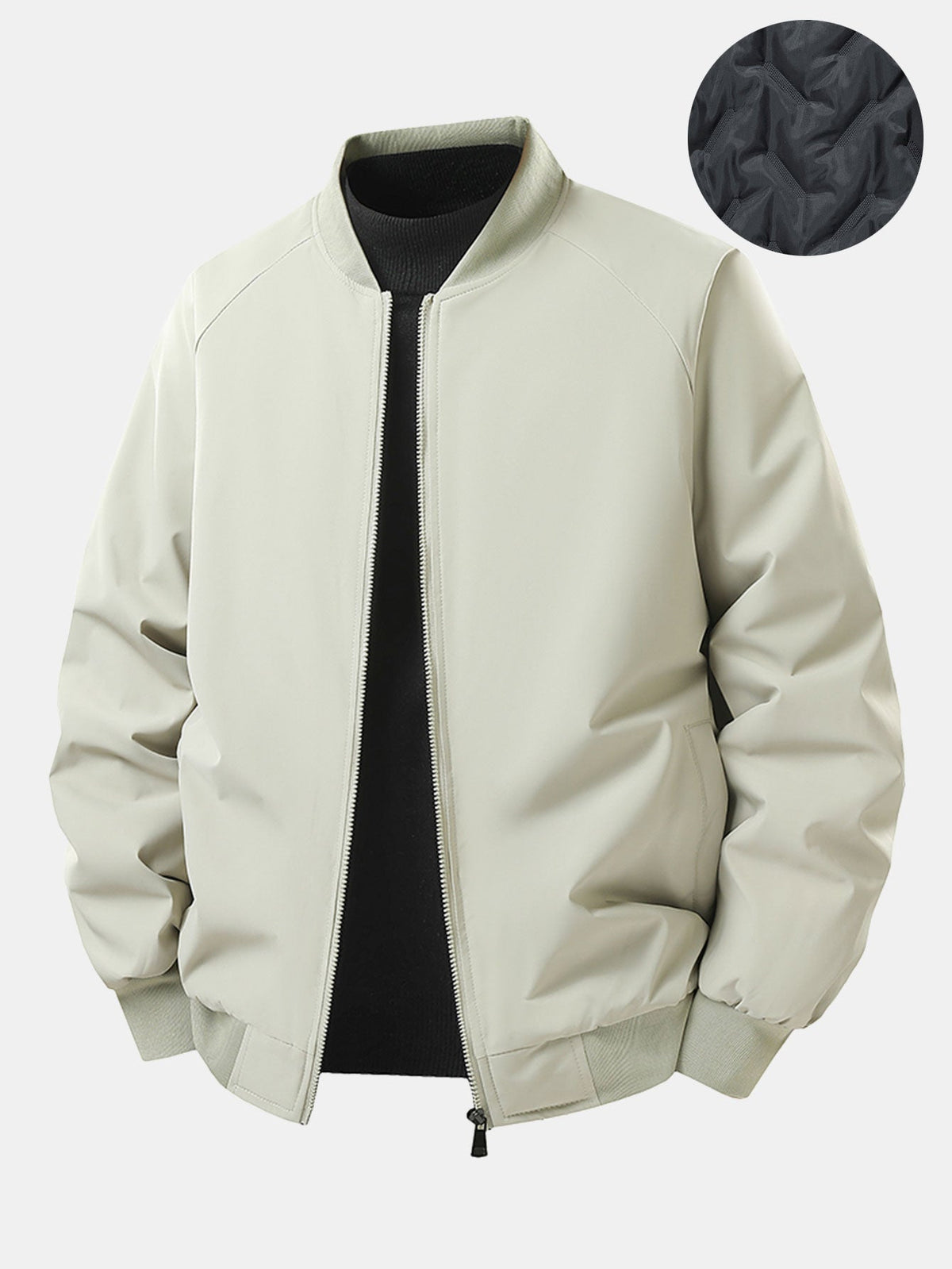 Padded Lining Zip-Up Bomber Jacket