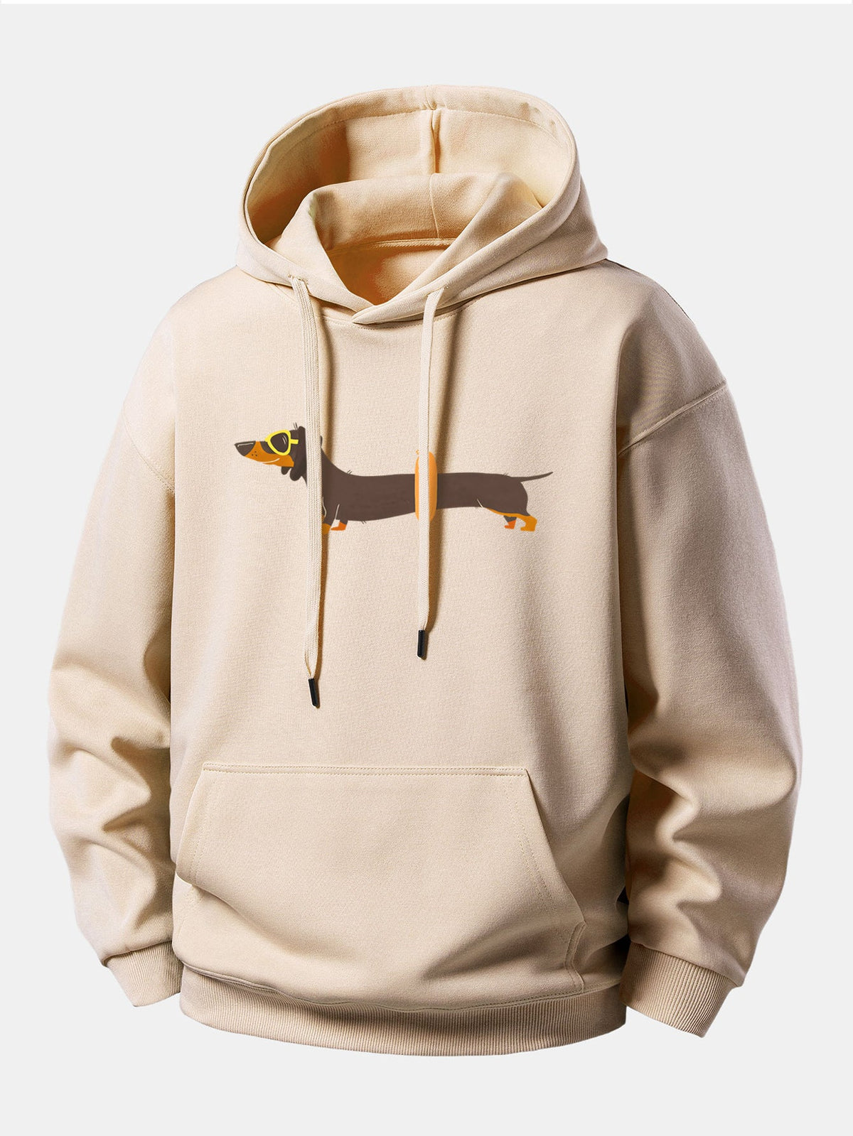 Dachshund With Swimming Ring Print Relax Fit Hoodie