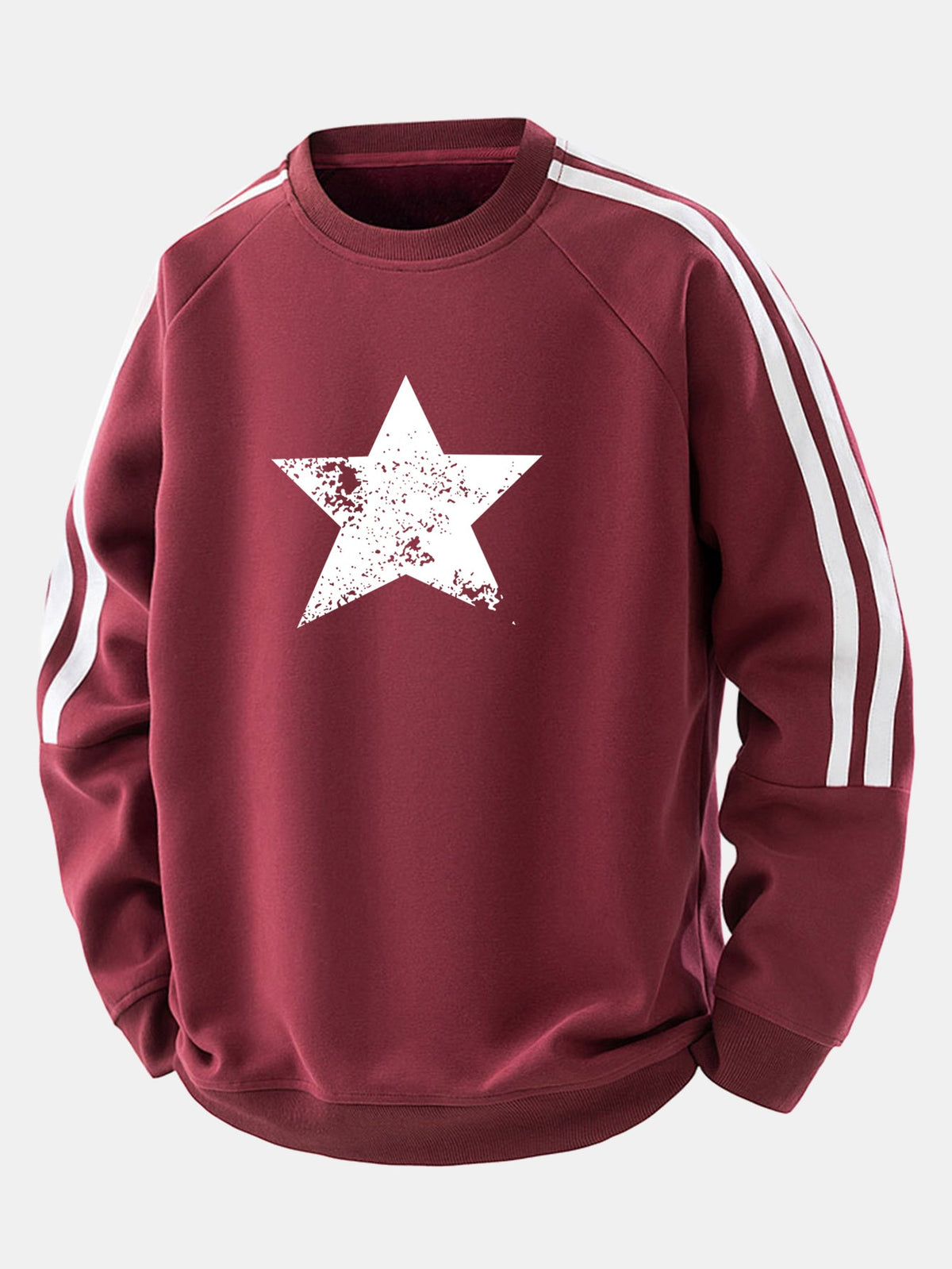 Relax Fit Star Print Vintage Stripe Raglan Sweatshirt