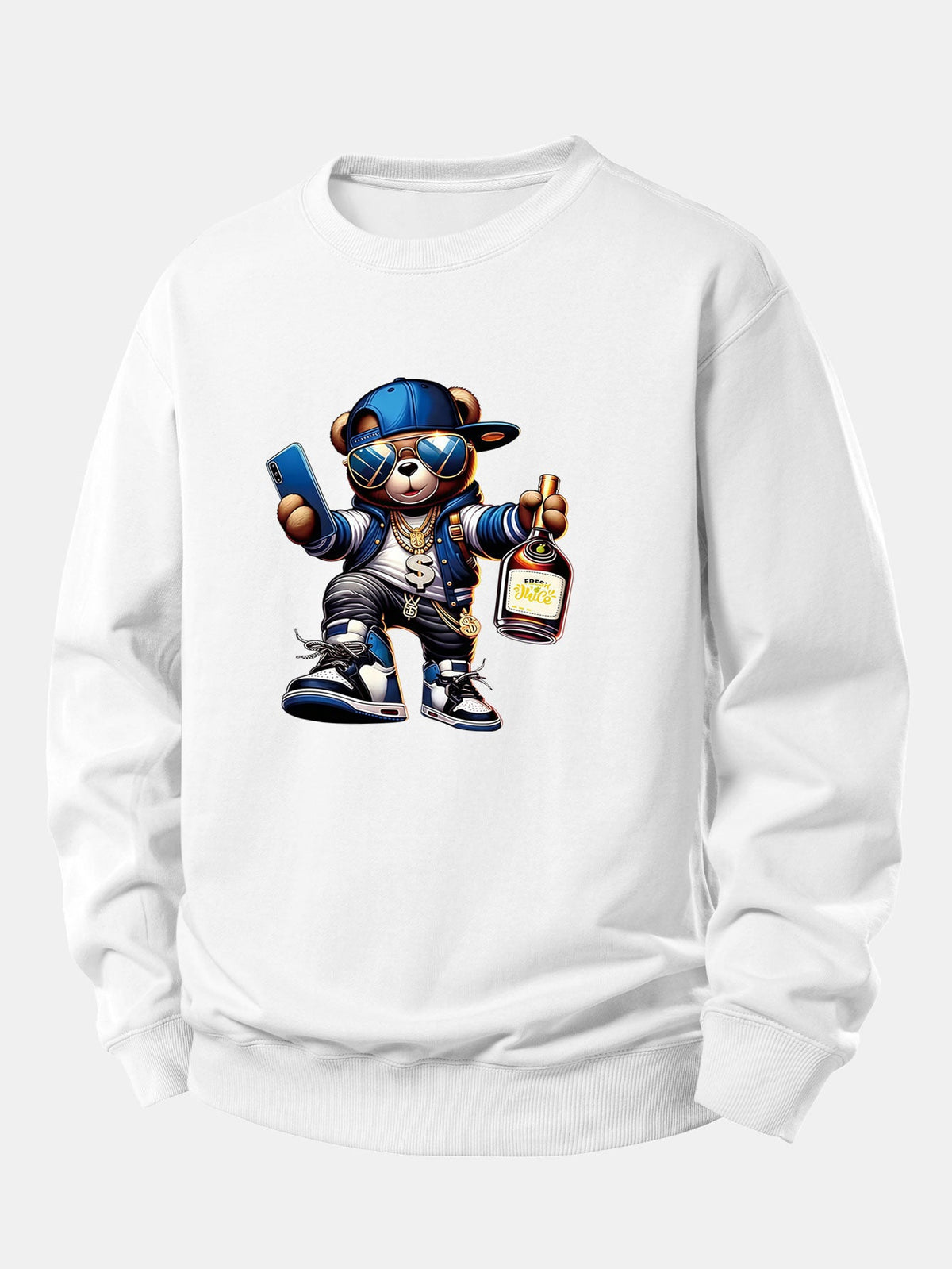 Hip Hop Bear Print Relax Fit Sweatshirt
