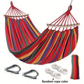 Woven Nylon-Style Hammock, 110 x 59 Inches with Two 118-Inch Ropes, Two D-Shaped Connectors and Carry Bag
