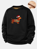 Christmas Dachshund Print Teddy Fleece Lined Sweatshirt