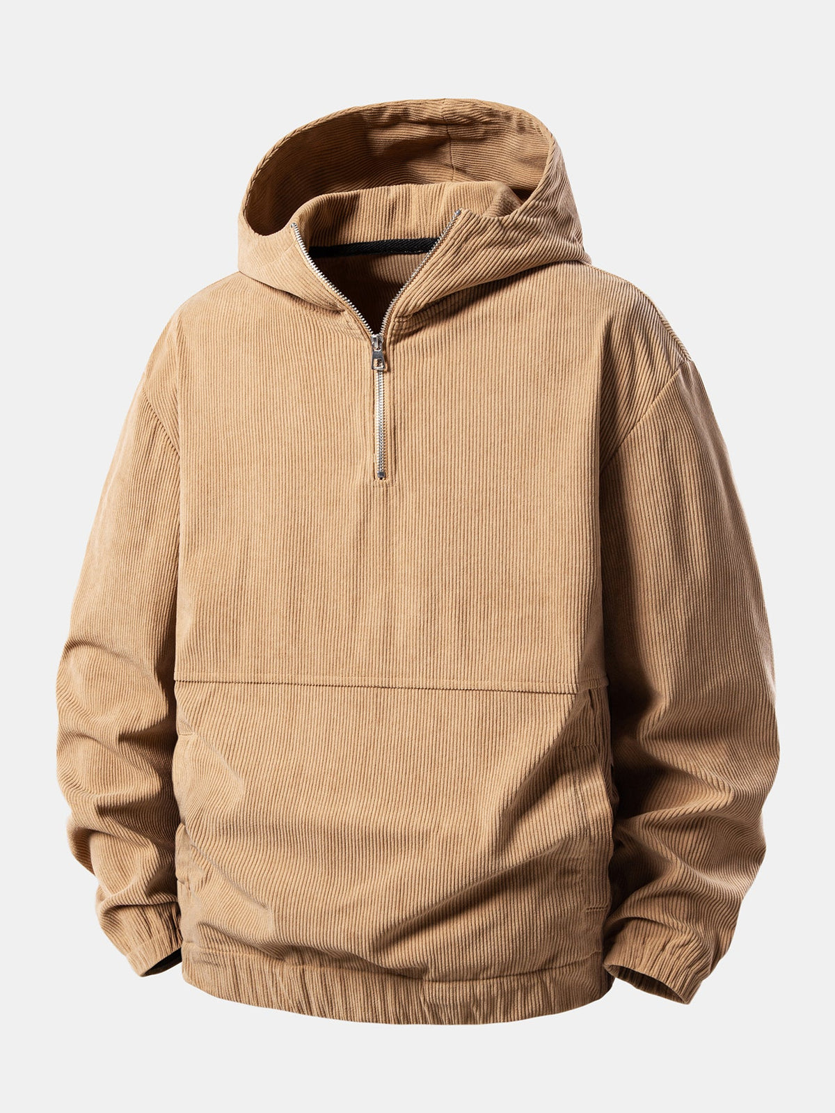 Relax Fit Corduroy Half-Zip Hooded Pullover