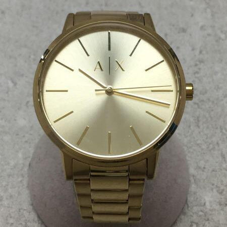 Armani Exchange Cayde AX2707 Herren-Analoguhr – Goldfarbenes Zifferblatt mit passendem Edelstahlarmband in Gold