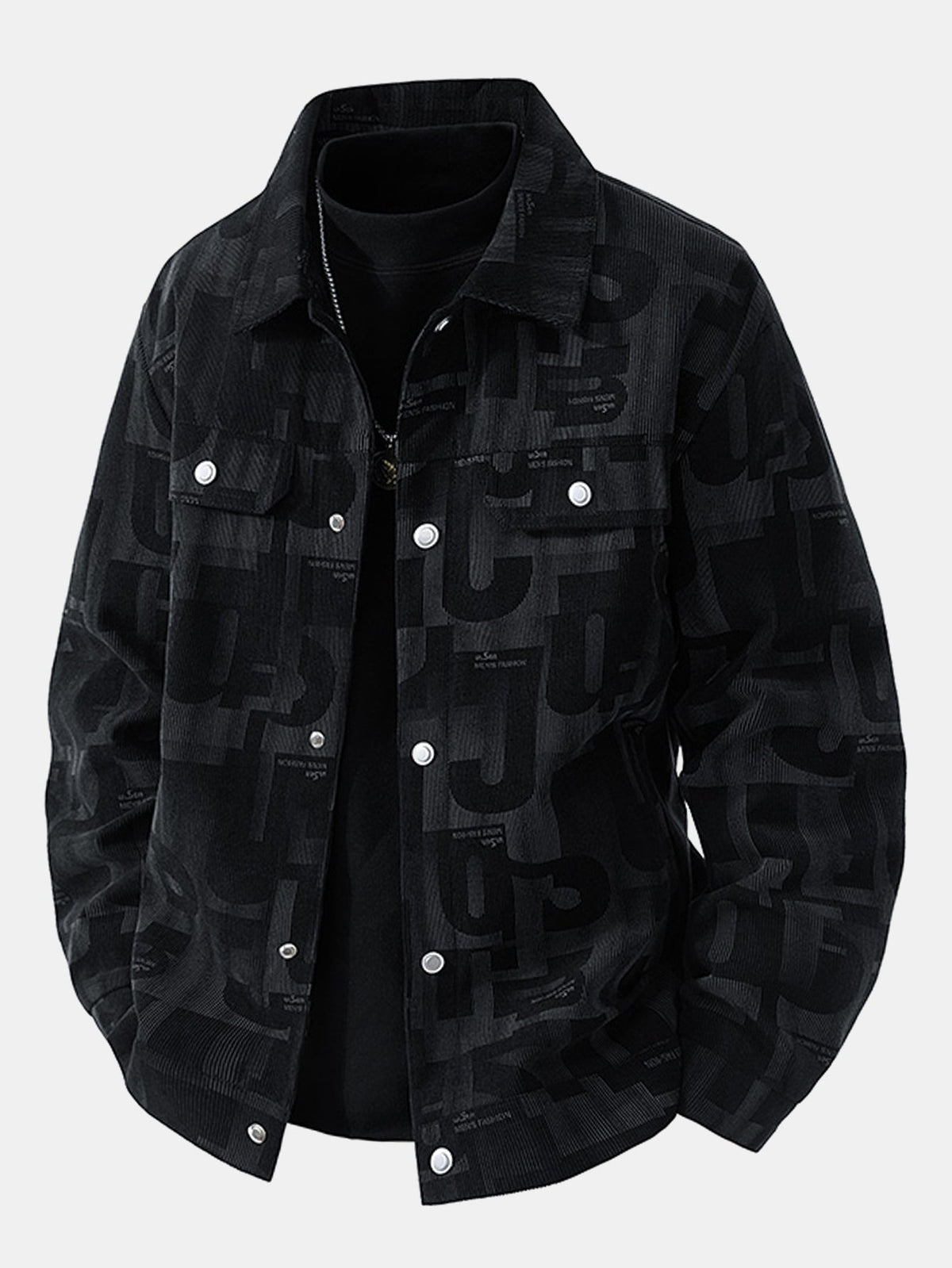 Letter Print Corduroy Jacket