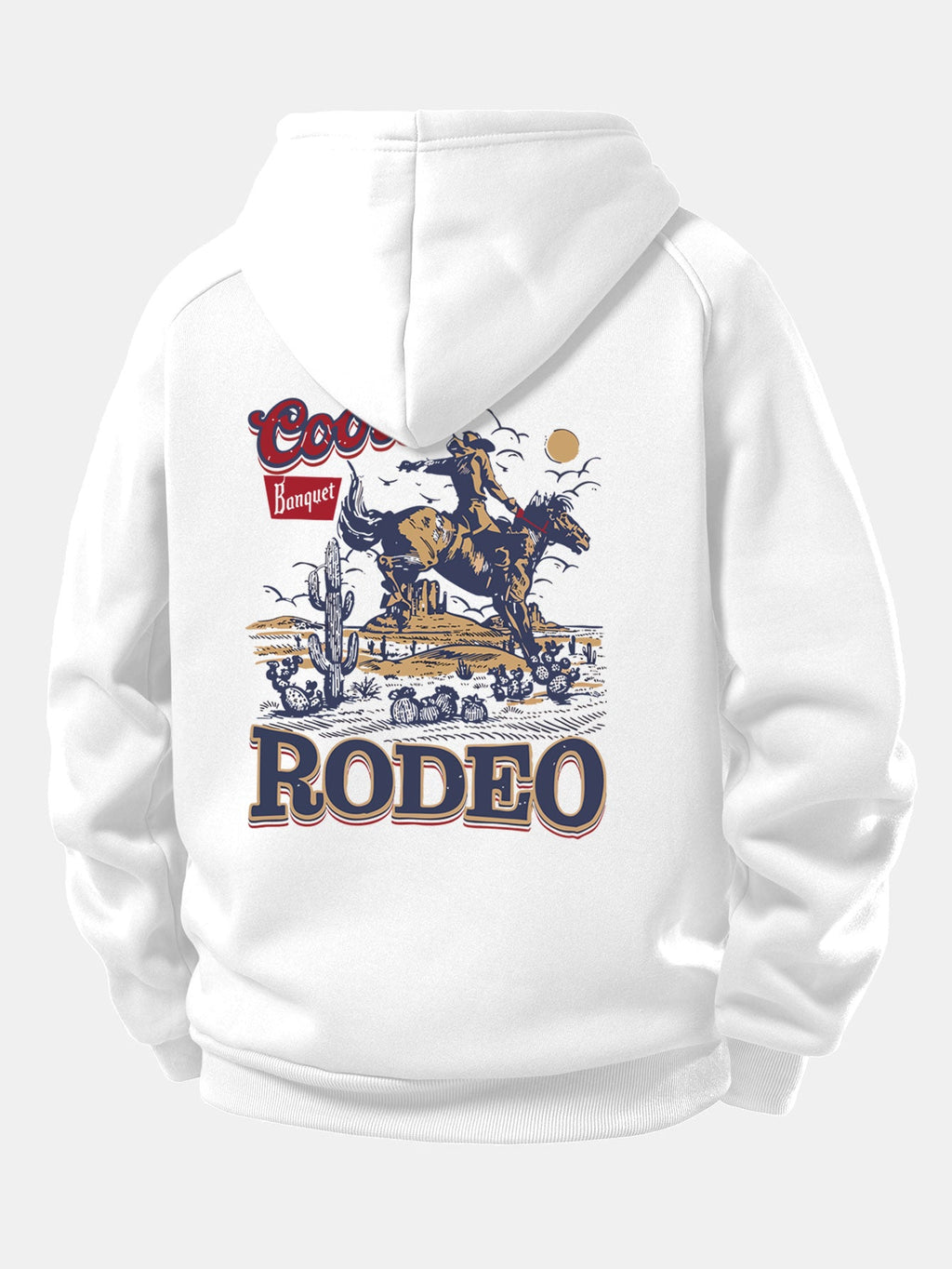 Western Cowboy Print Drawstring Hoodie