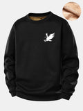Soaring Eagle Print Teddy Fleece Lined Sweatshirt