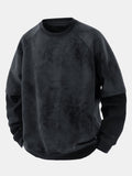 Faded Marble Print Layered Sleeve Crewneck Sweatshirt