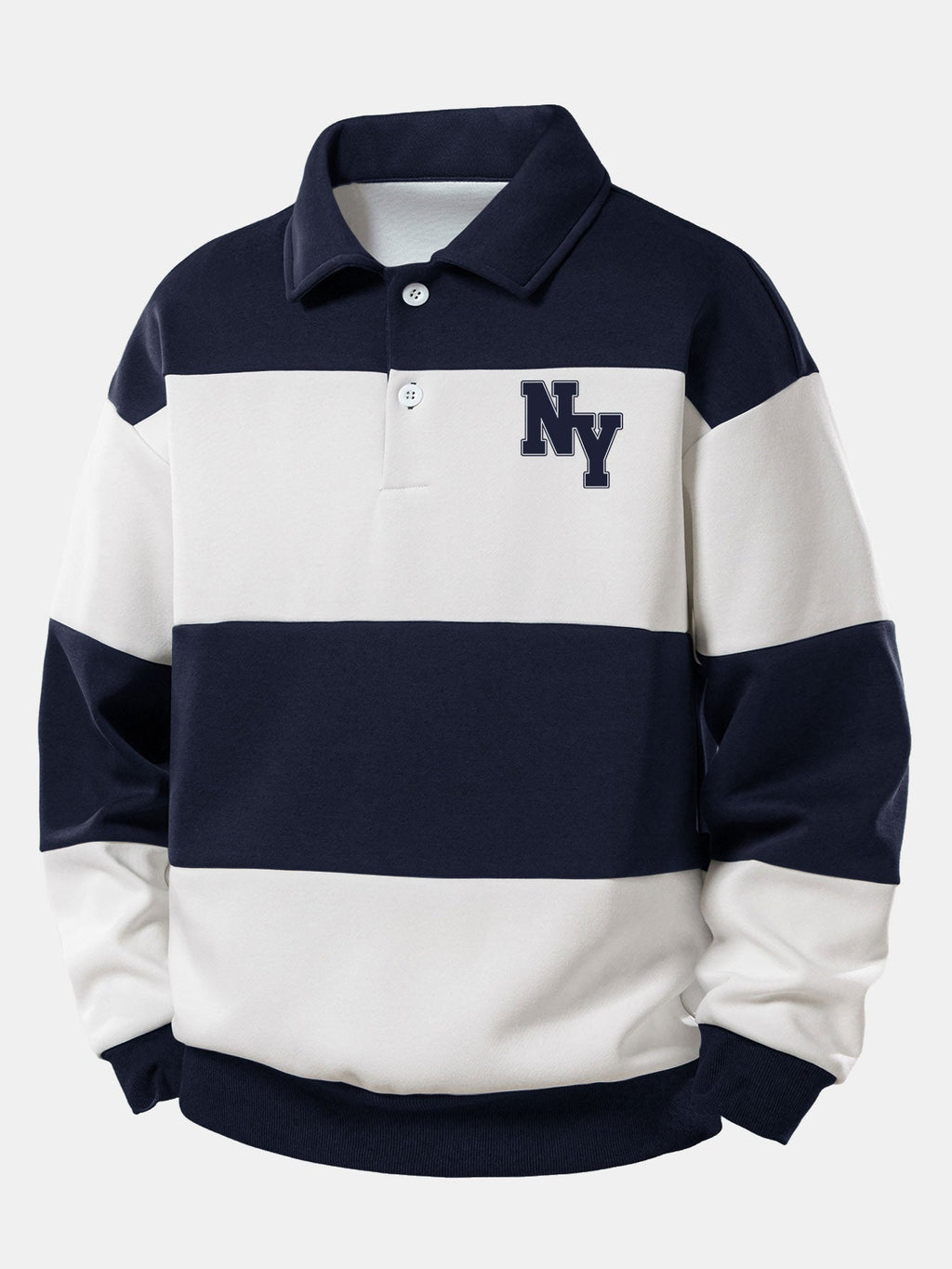Relax Fit NY Print Color Block Polo Sweatshirt
