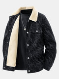 Sherpa-Lined Marble Print Corduroy Jacket