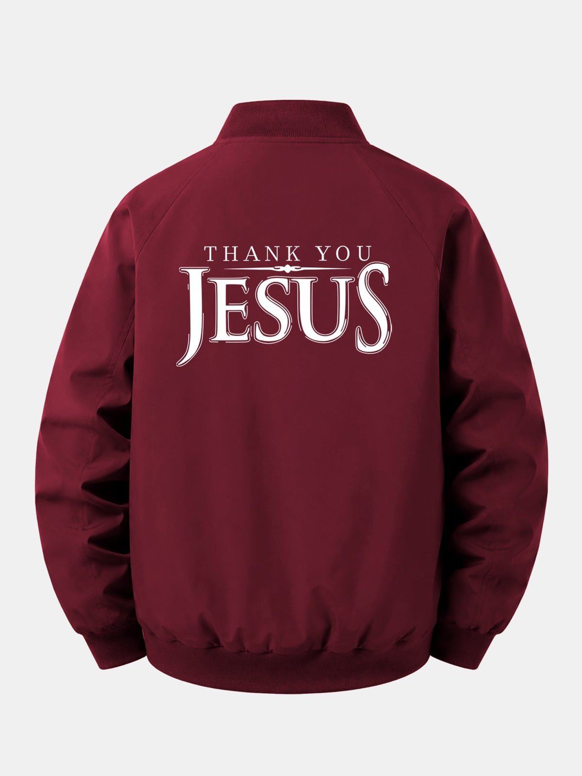 Relax Fit Jesus Print Zip-Up Bomber Jacket