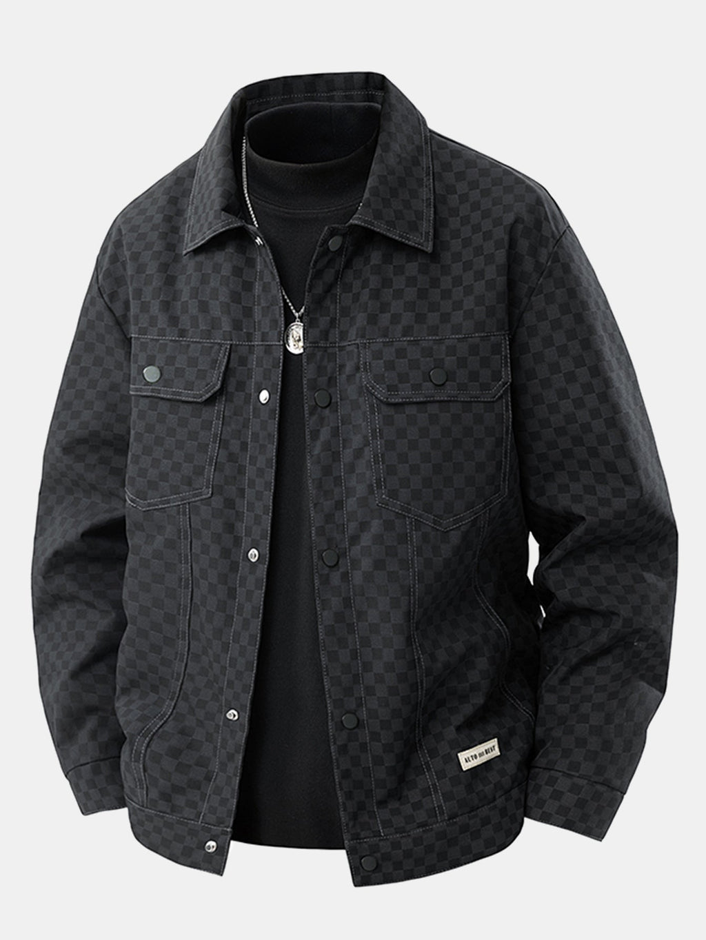 Button Up Checkerboard Jacket