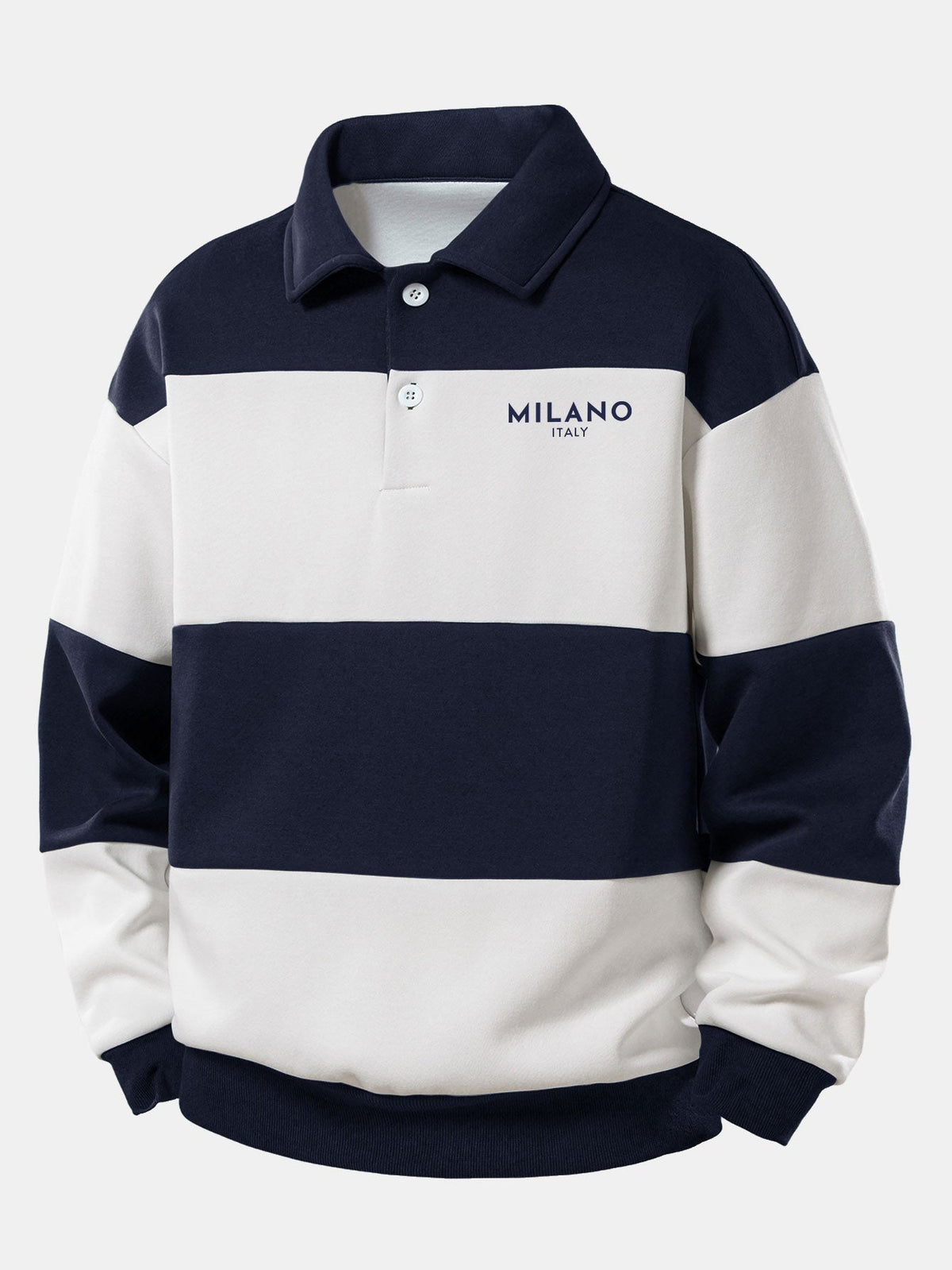 Relax Fit Milano Print Color Block Polo Sweatshirt