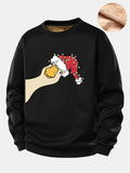 Christmas Goose Print Teddy Fleece Lined Sweatshirt
